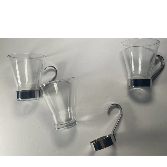BORMIOLI 3 Glasses W/stainless steel 8oz glass Mug ITALIAN COFFEE ESPRESSO - Picture 8 of 12
